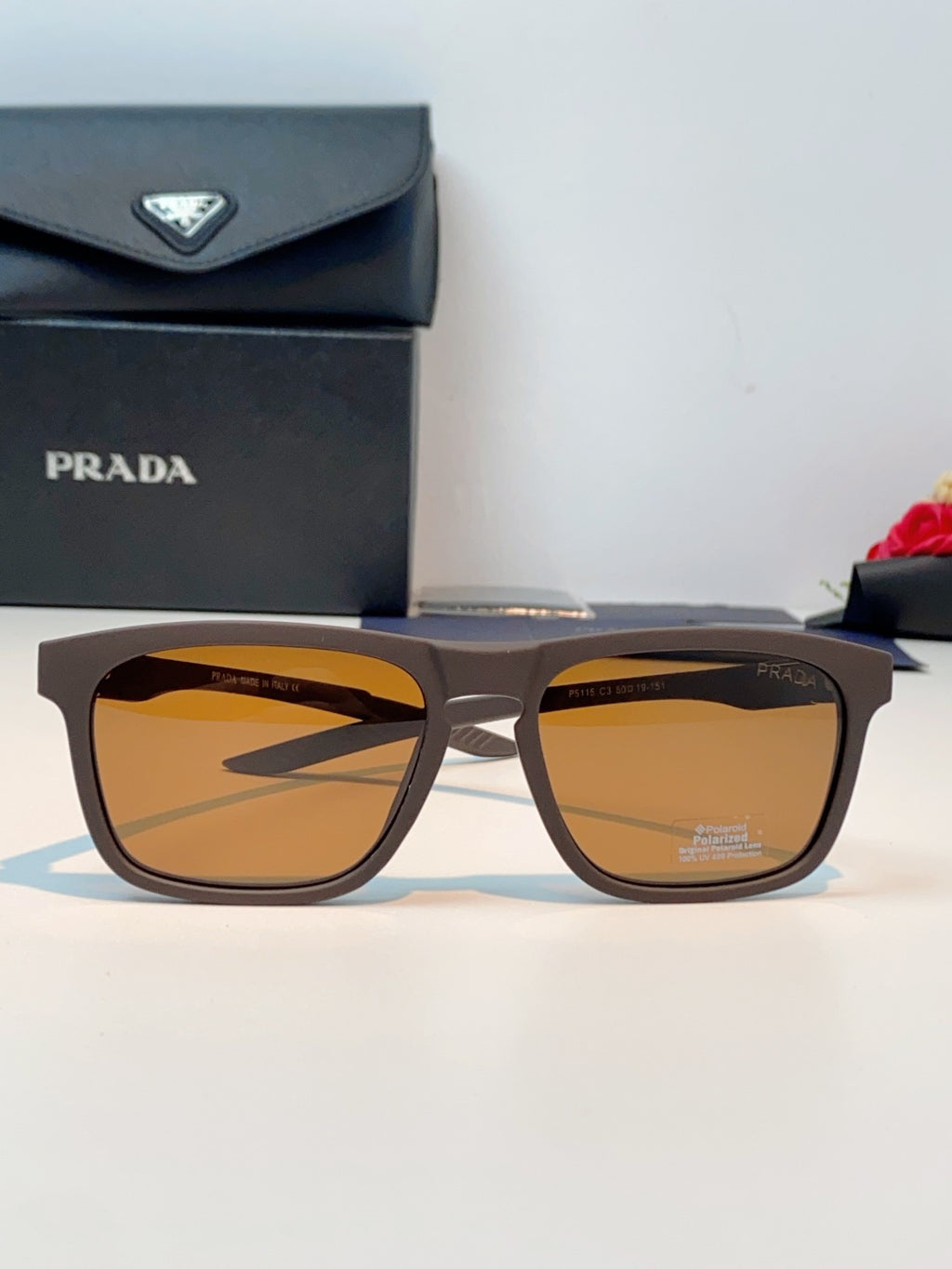 Prada Polarized Fashion Orange Lens Sunglasses for Men - detail image 2