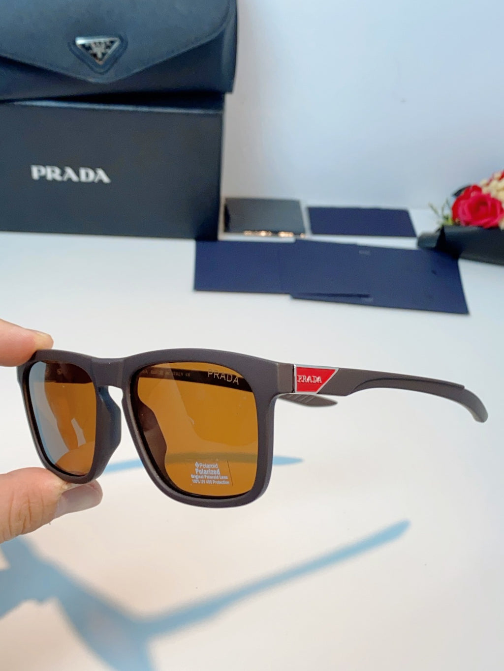 Prada Polarized Fashion Orange Lens Sunglasses for Men - 398946 - detail image 6