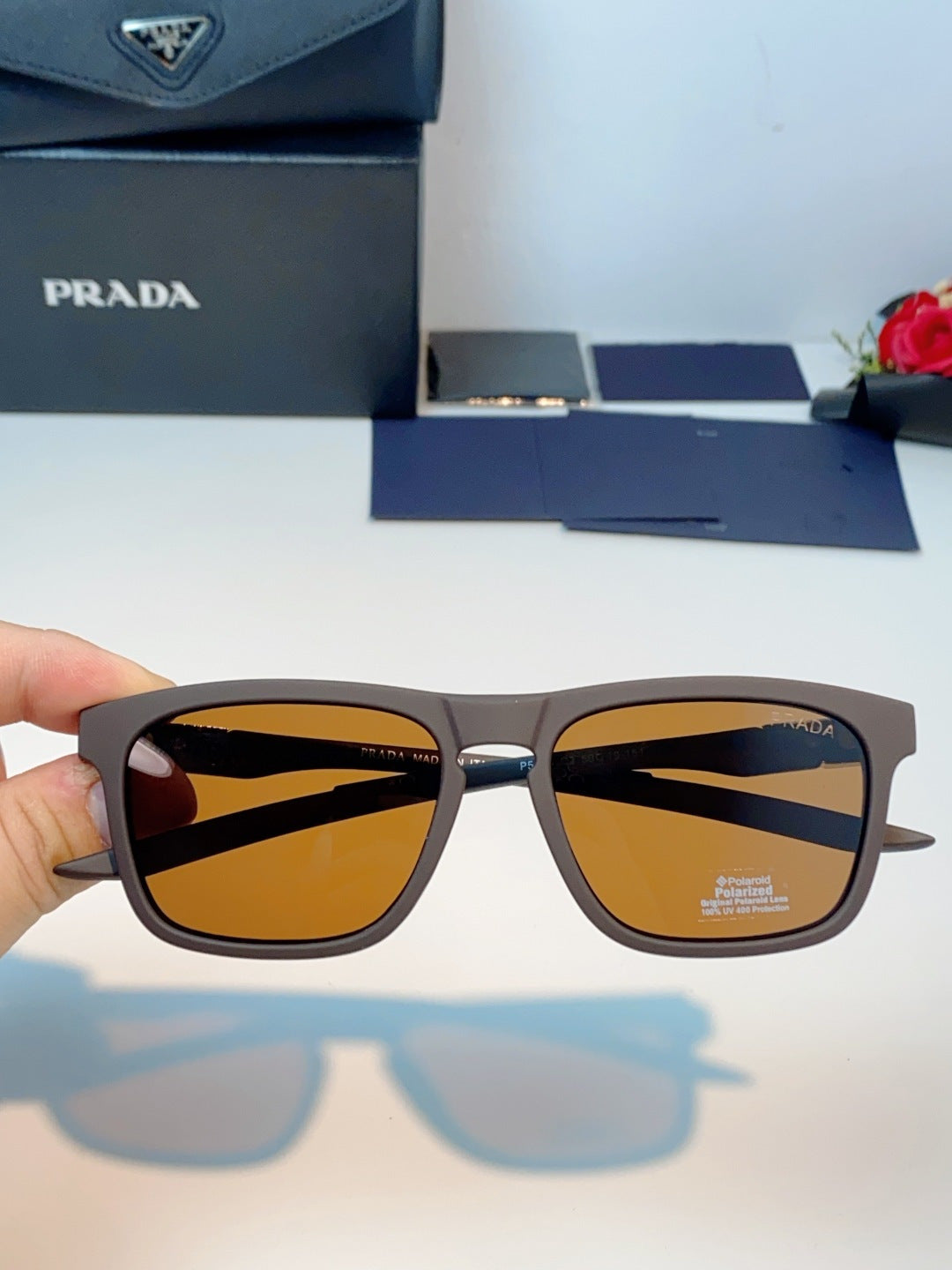 Prada Polarized Fashion Orange Lens Sunglasses for Men - detail image 4