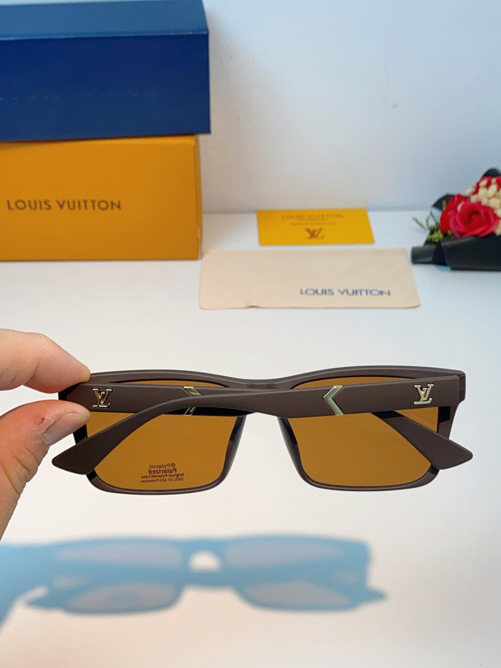 Louis Vuitton Square Brown Lens Sunglasses for Men - detail image 5