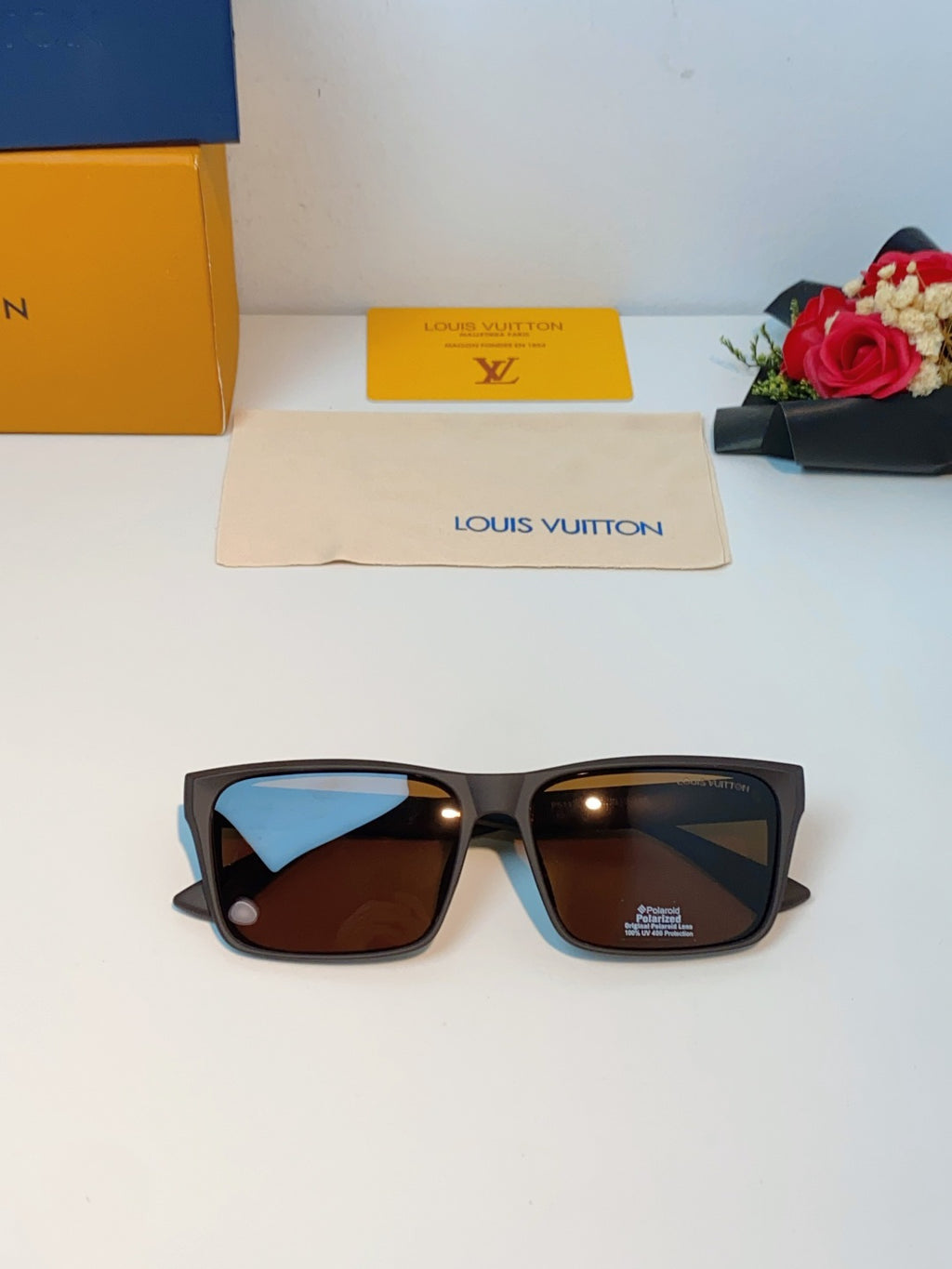 Louis Vuitton Square Brown Lens Sunglasses for Men - detail image 9