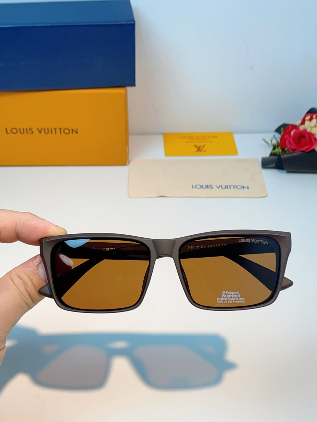 Louis Vuitton Square Brown Lens Sunglasses for Men - detail image 4