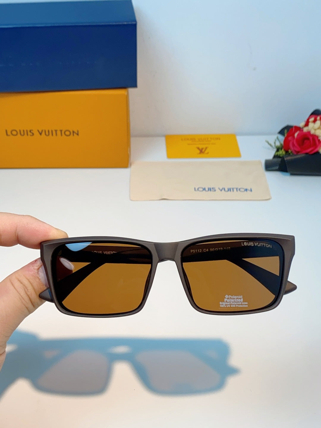 Louis Vuitton Square Brown Lens Sunglasses for Men - detail image 4