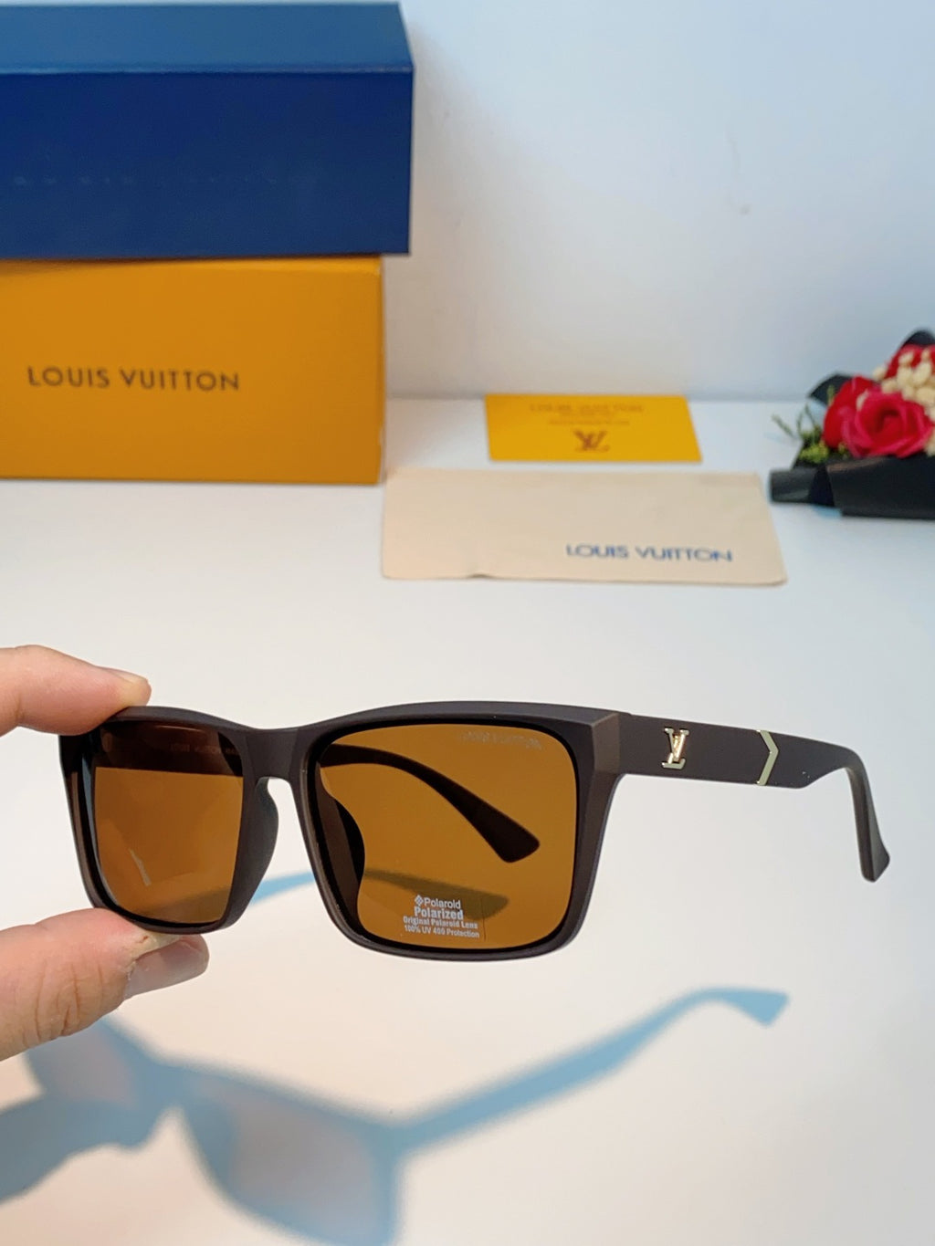 Louis Vuitton Square Brown Lens Sunglasses for Men - detail image 6