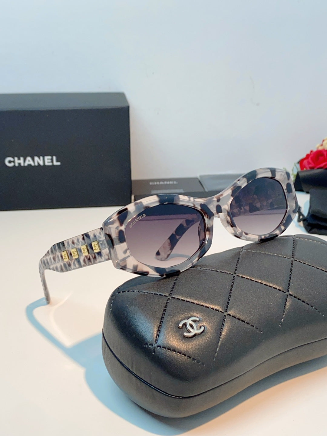 Chanel Oval Gray Lens Sunglasses for Women - 398597 - detail image 10