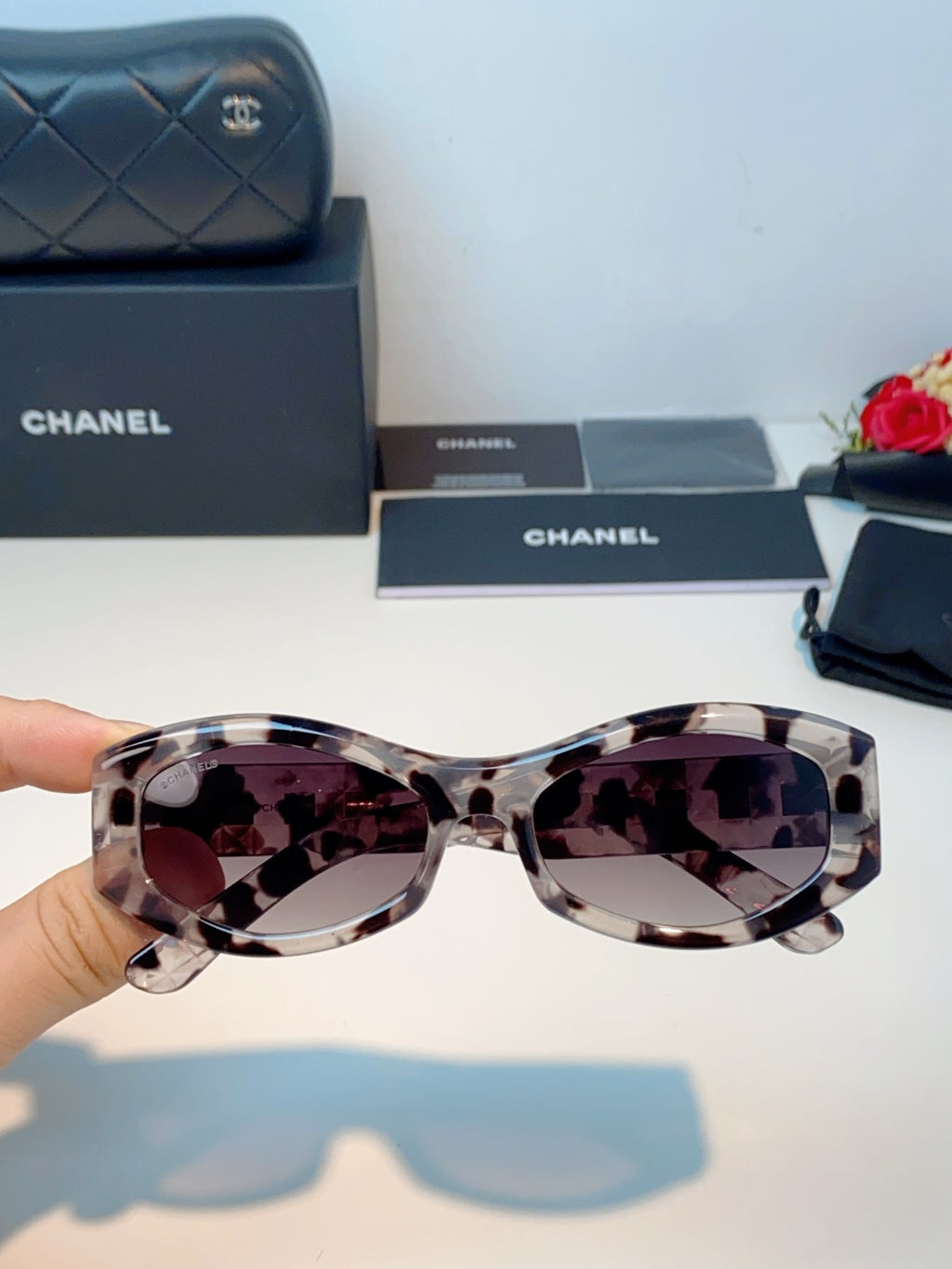 Chanel Oval Gray Lens Sunglasses for Women - 132370 - detail image 4