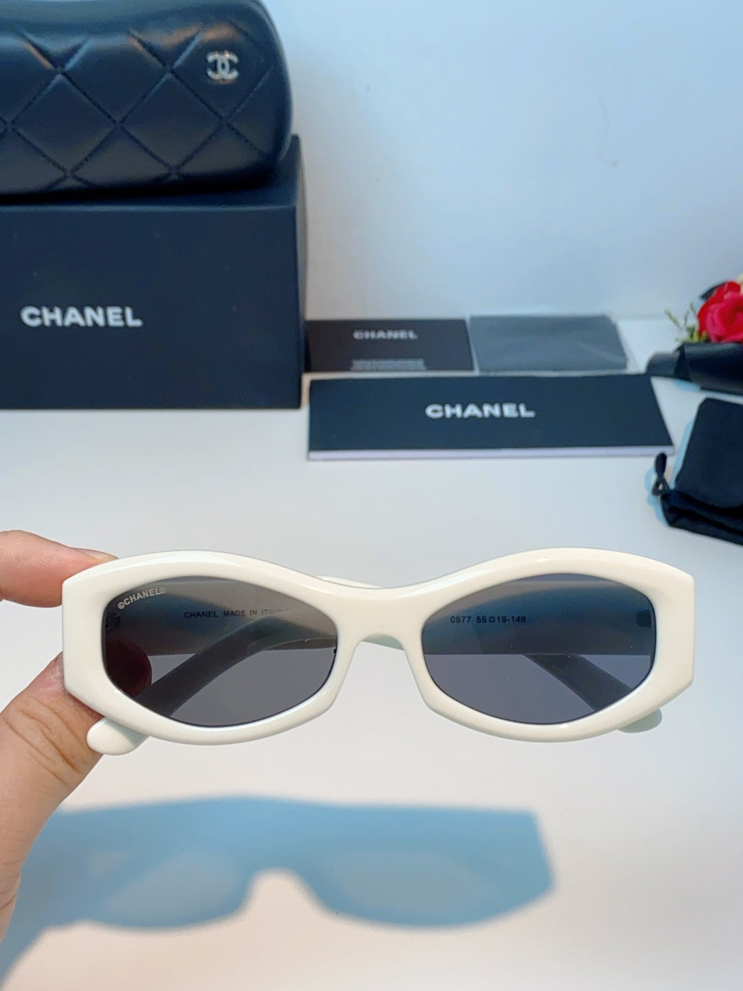 Chanel Oval Silver Lens Sunglasses for Women - 132371 - detail image 4