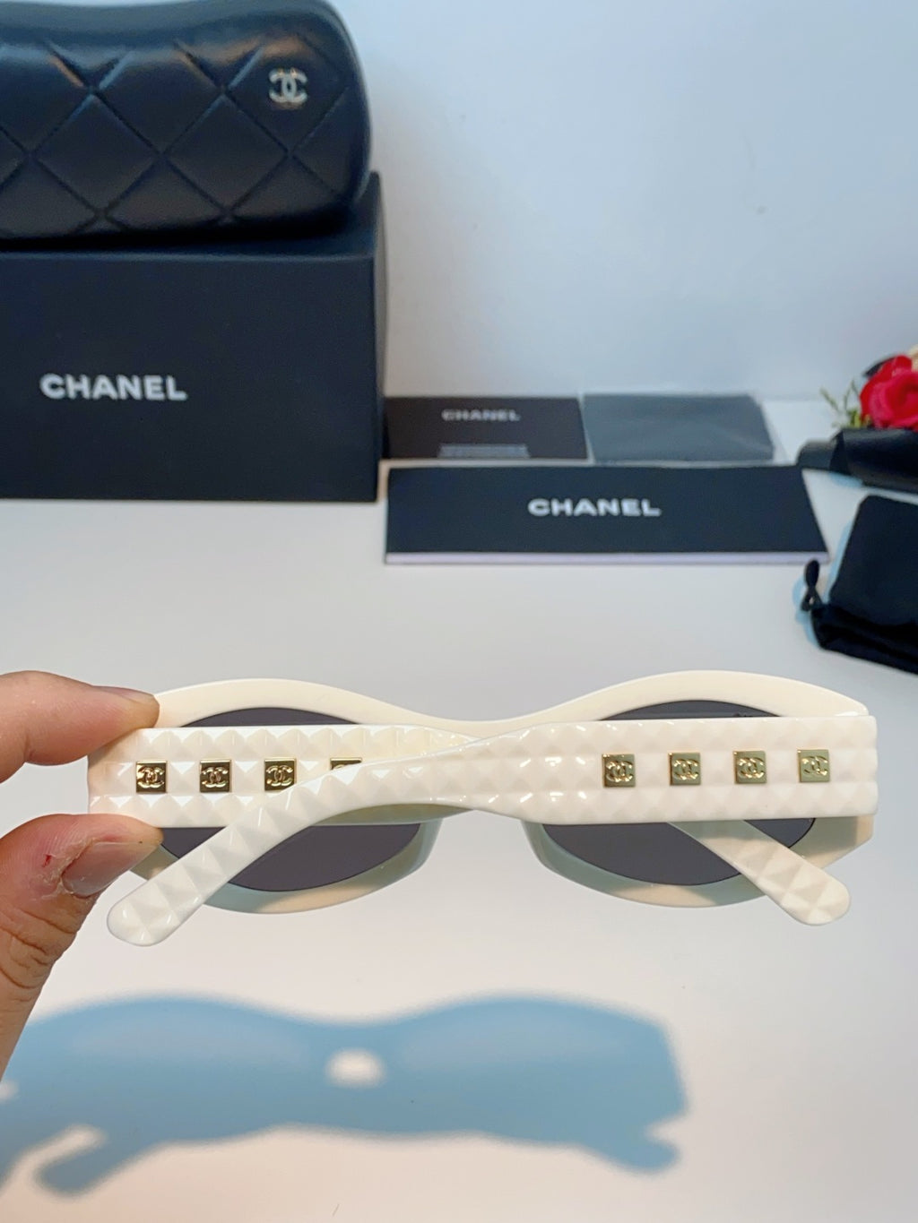 Chanel Oval Silver Lens Sunglasses for Women - 132371 - detail image 5