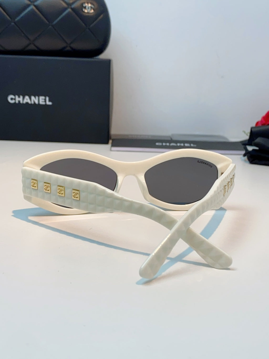 Chanel Oval Silver Lens Sunglasses for Women - 132371 - detail image 3