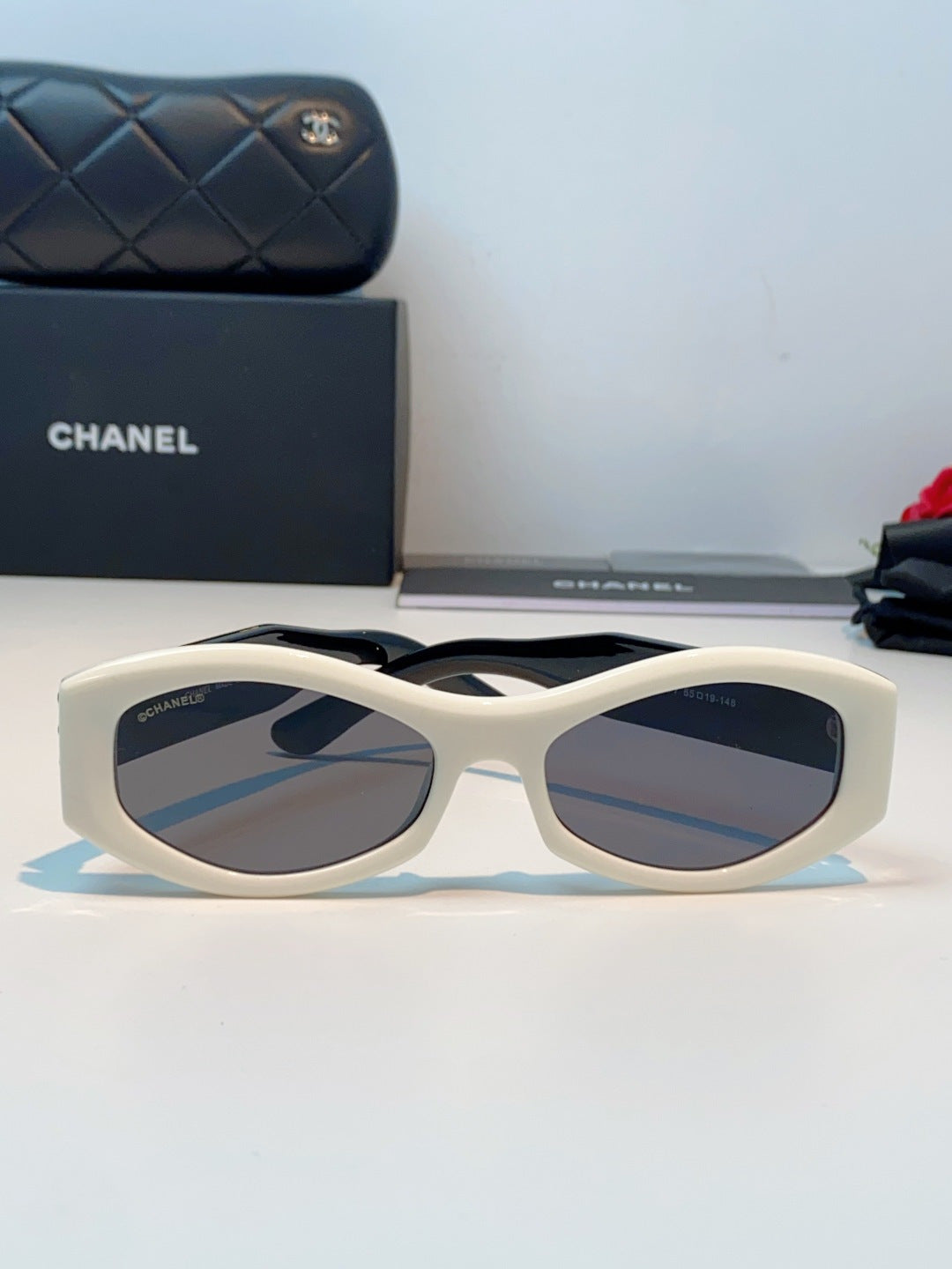 Chanel Oval Gray Lens Sunglasses for Women - 132372 - detail image 2