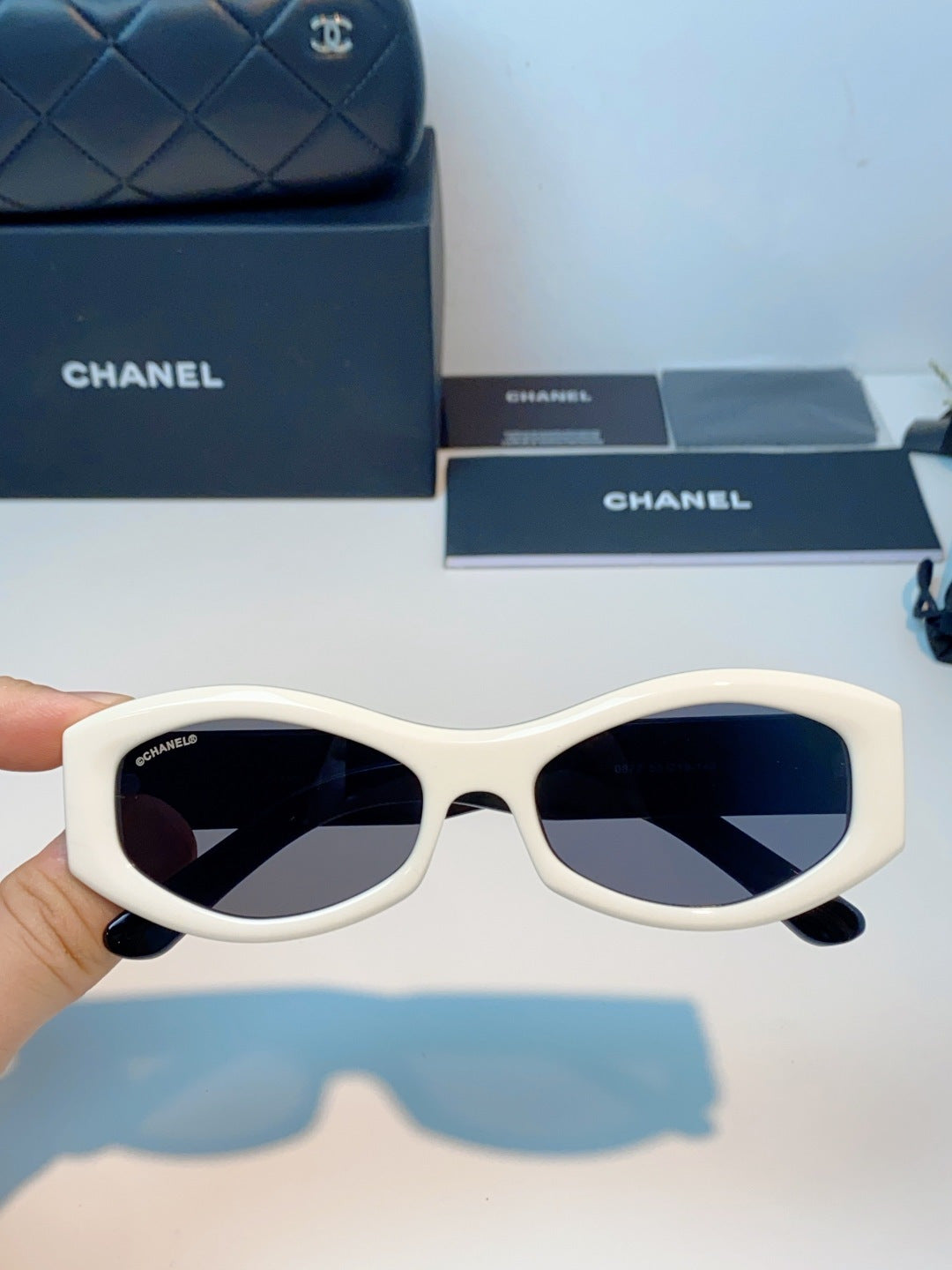Chanel Oval Gray Lens Sunglasses for Women - detail image 4