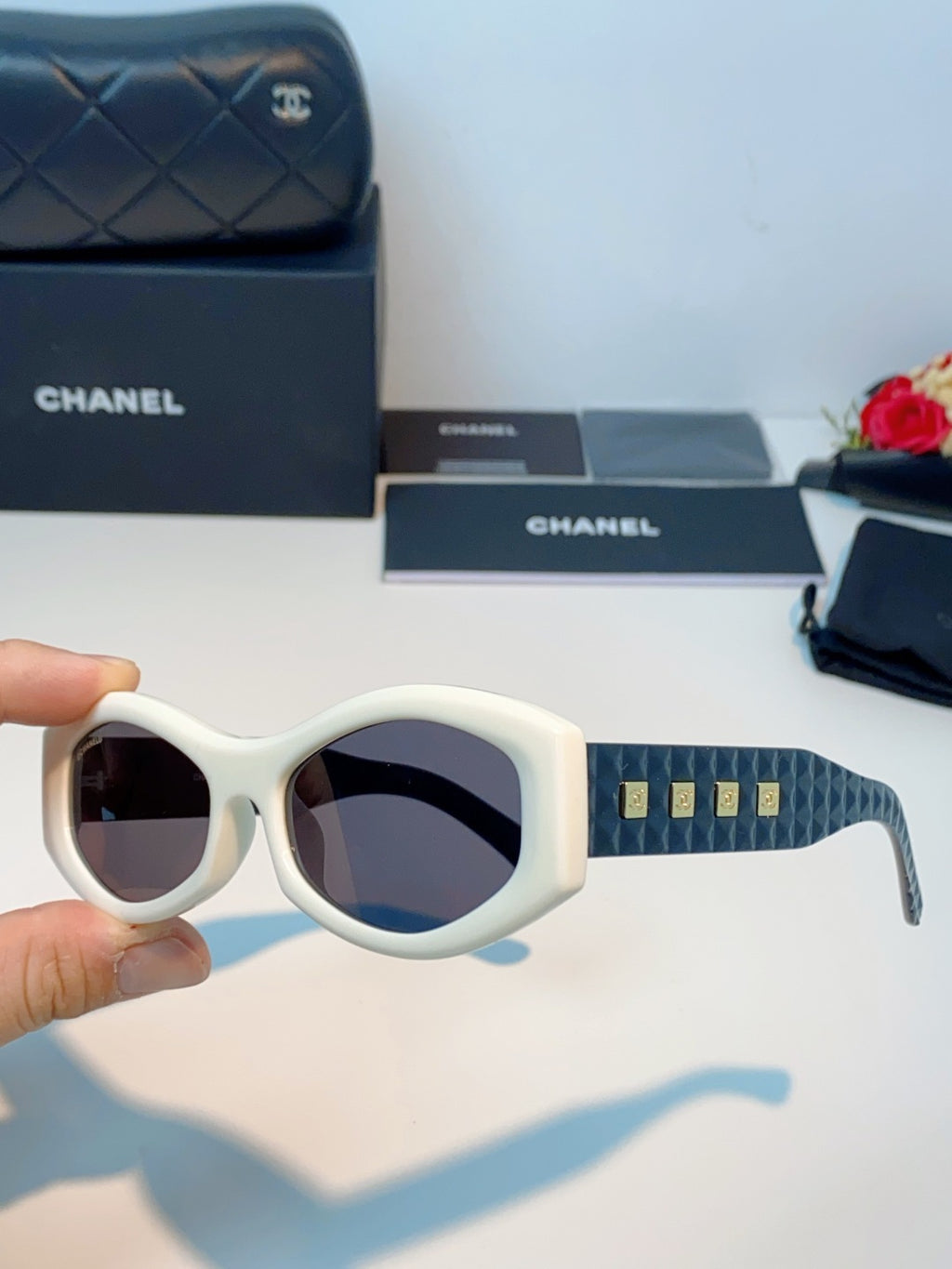 Chanel Oval Gray Lens Sunglasses for Women - 132372 - detail image 6