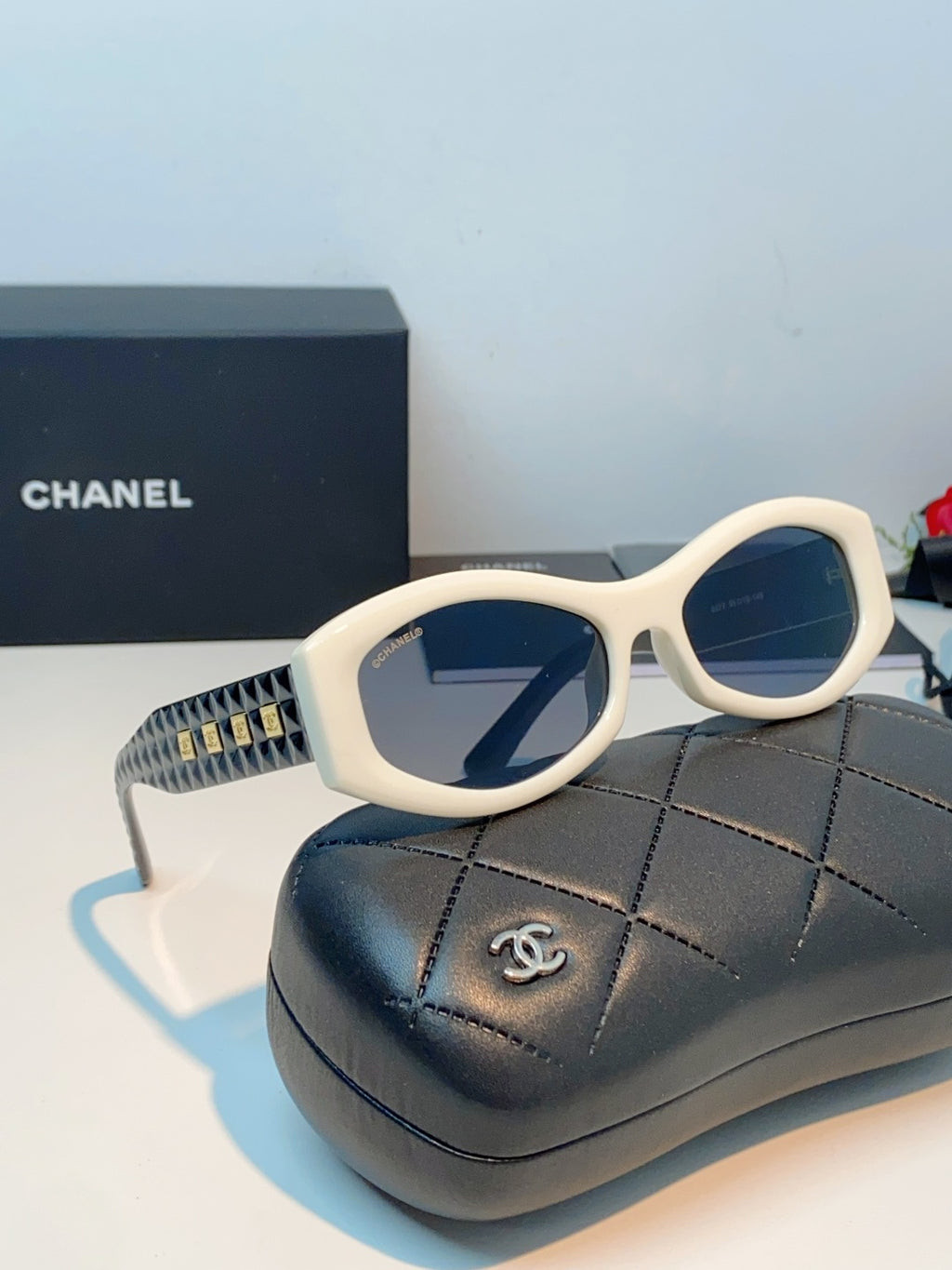 Chanel Oval Gray Lens Sunglasses for Women - detail image 10