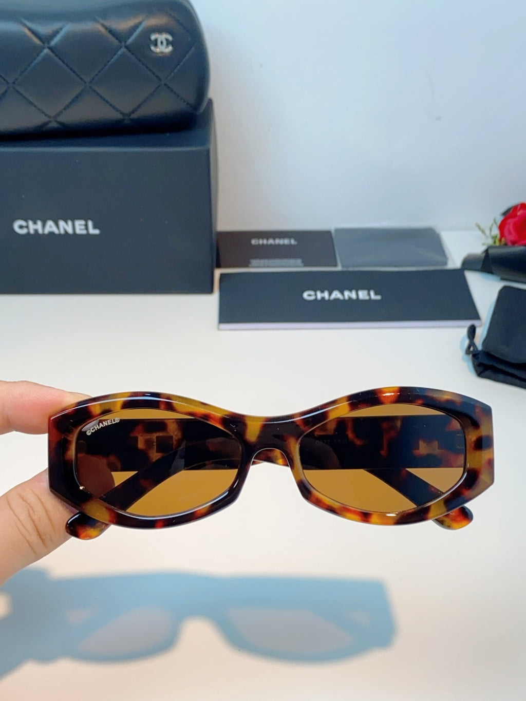 Chanel Oval Brown Lens Sunglasses for Women - 132373 - detail image 4