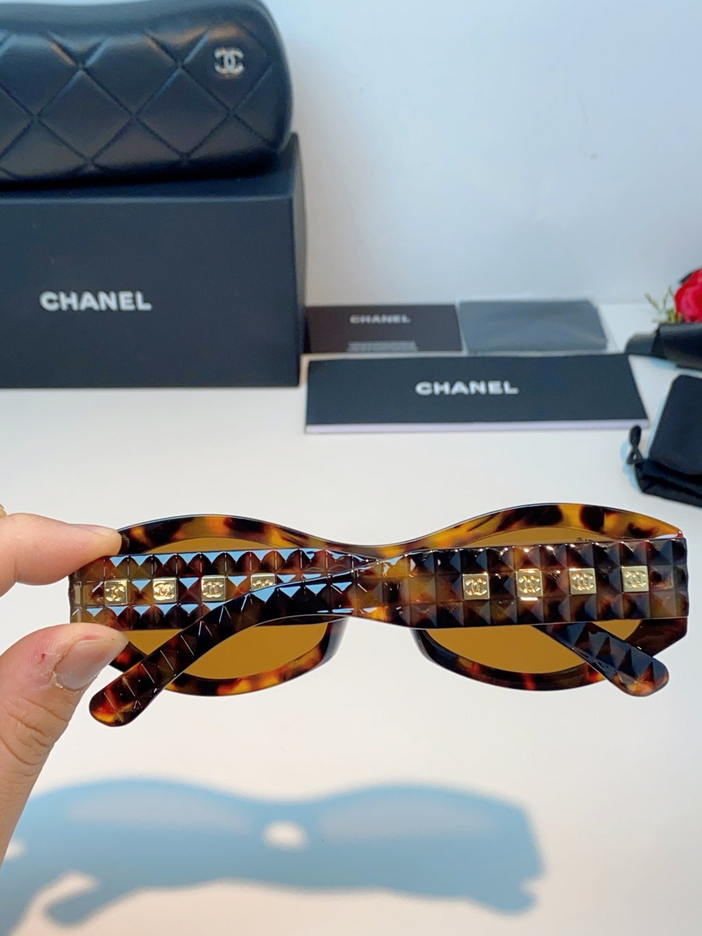 Chanel Oval Brown Lens Sunglasses for Women - 132373 - detail image 5