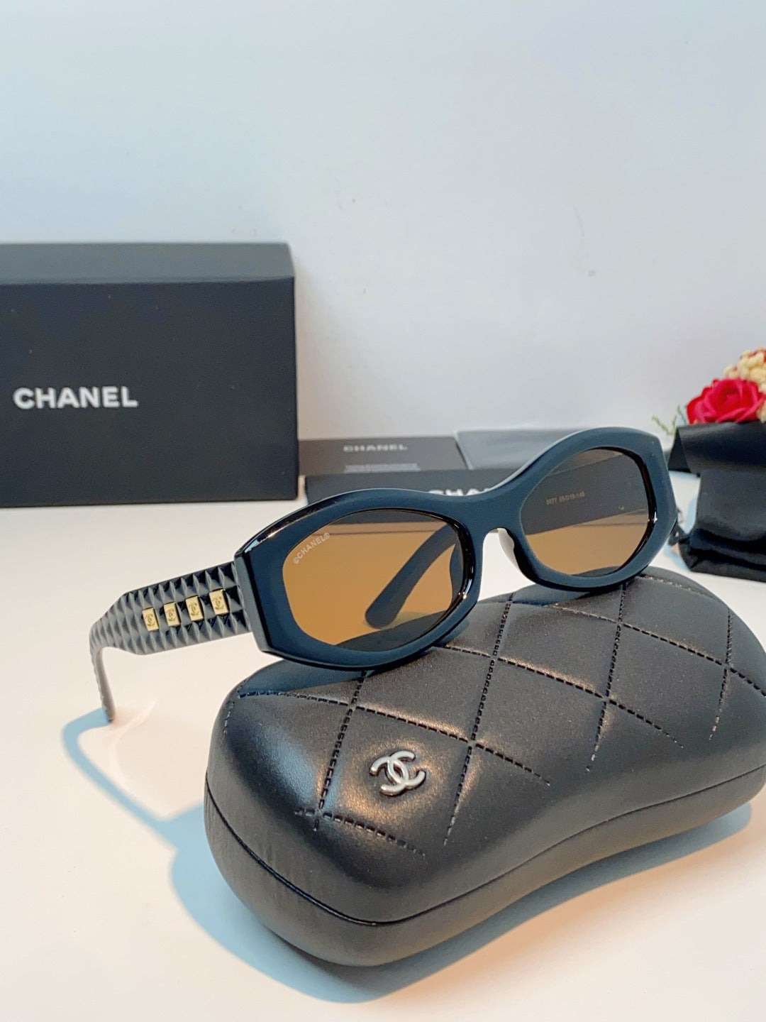 Chanel Oval Brown Lens Sunglasses for Women - 132374 - detail image 10