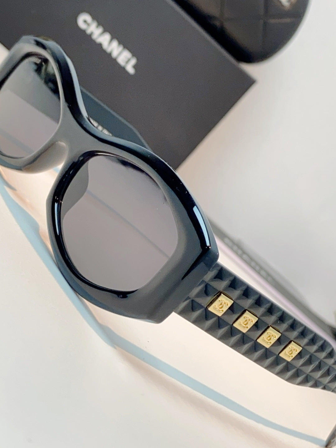 Chanel Oval Black Lens Sunglasses for Women - detail image 7