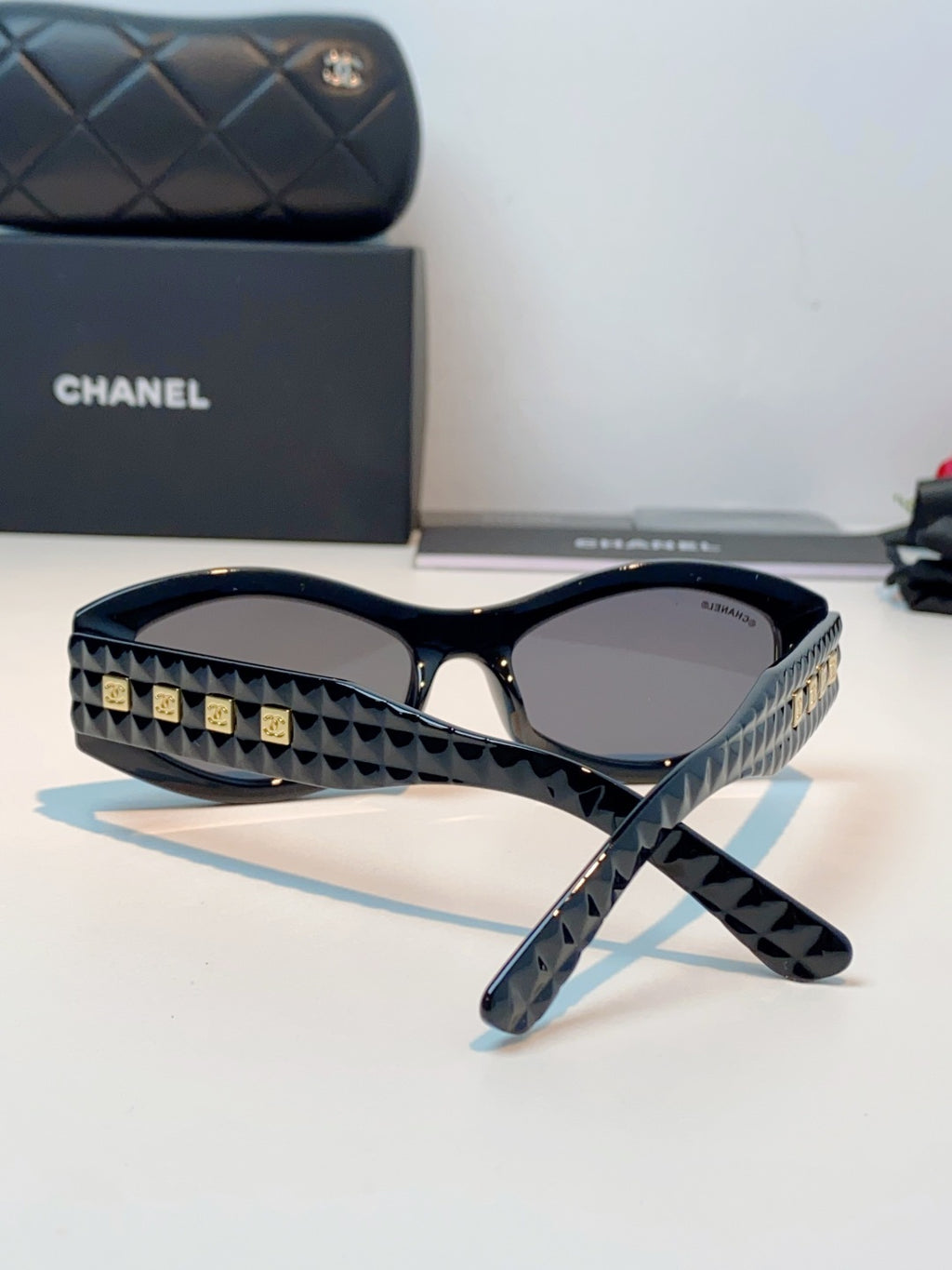 Chanel Oval Black Lens Sunglasses for Women - 132375 - detail image 3