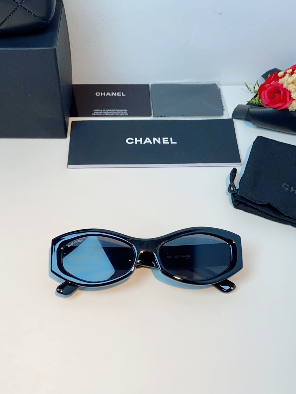 Chanel Oval Black Lens Sunglasses for Women - detail image 9