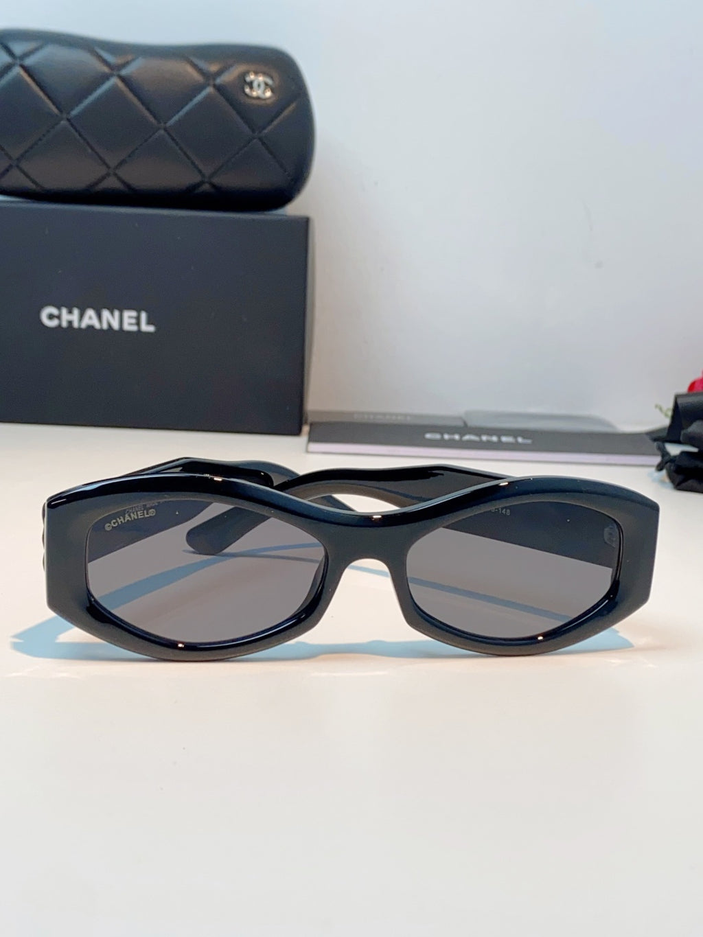 Chanel Oval Black Lens Sunglasses for Women - detail image 2