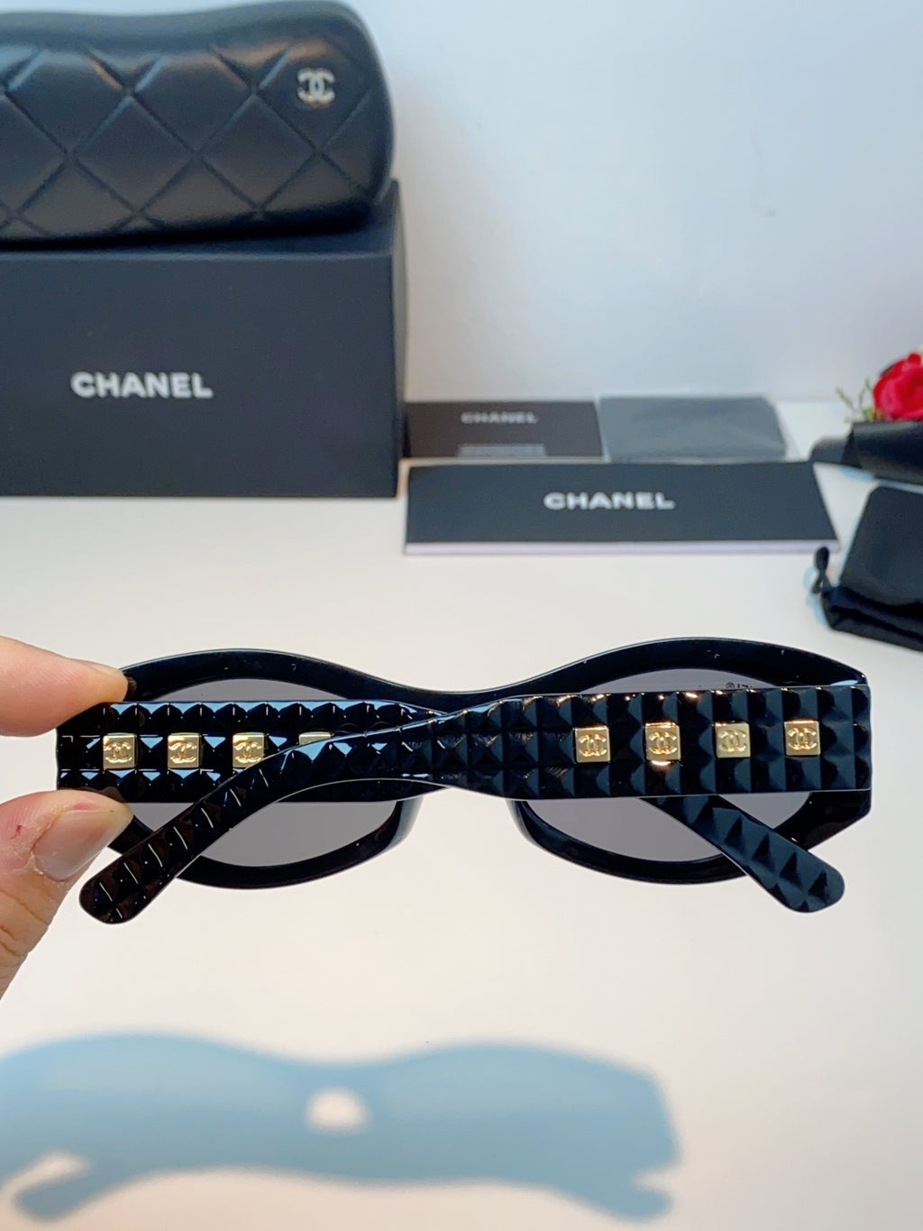 Chanel Oval Black Lens Sunglasses for Women - detail image 5