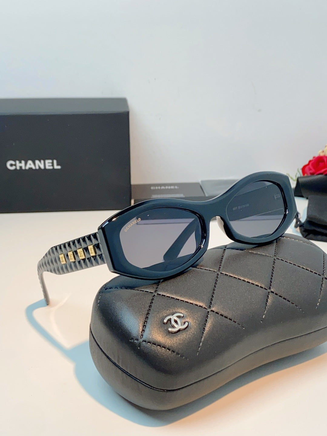 Chanel Oval Black Lens Sunglasses for Women - detail image 10