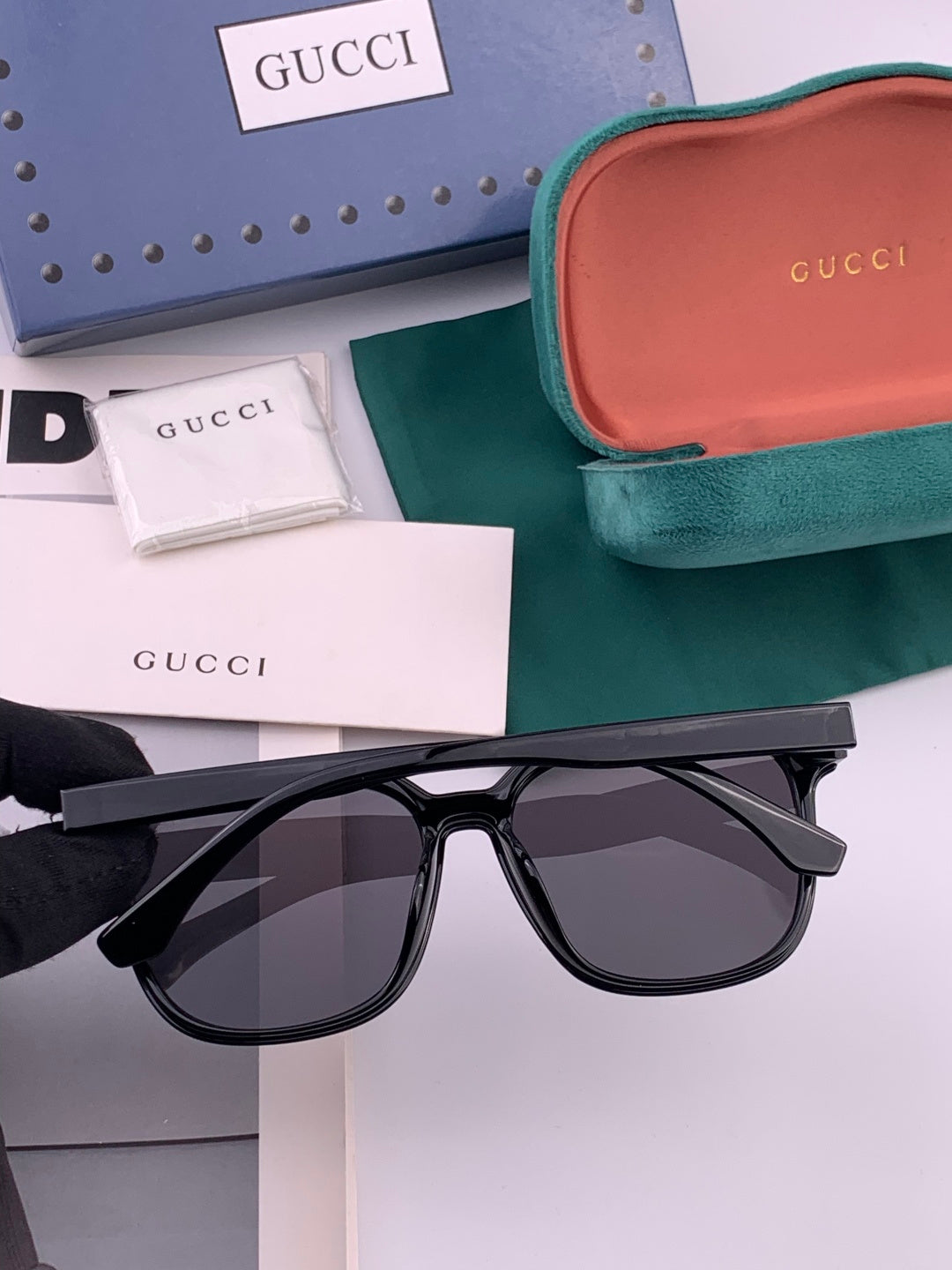 Gucci G1230 Polarized Square Gold Lens Sunglasses for Men & Women - detail image 5
