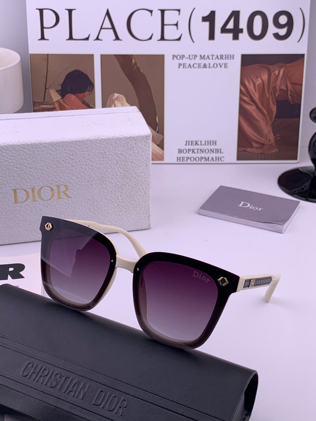 Dior CD1972 Polarized Square Gold Lens Sunglasses for Women - 132410