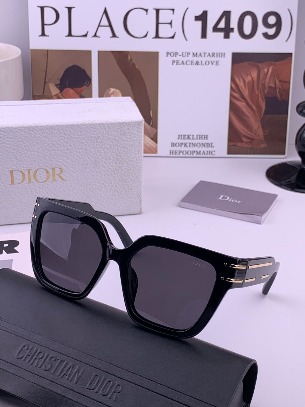 Dior CD9990 Polarized Square Black Lens Sunglasses for Women - 132406 - detail image 3