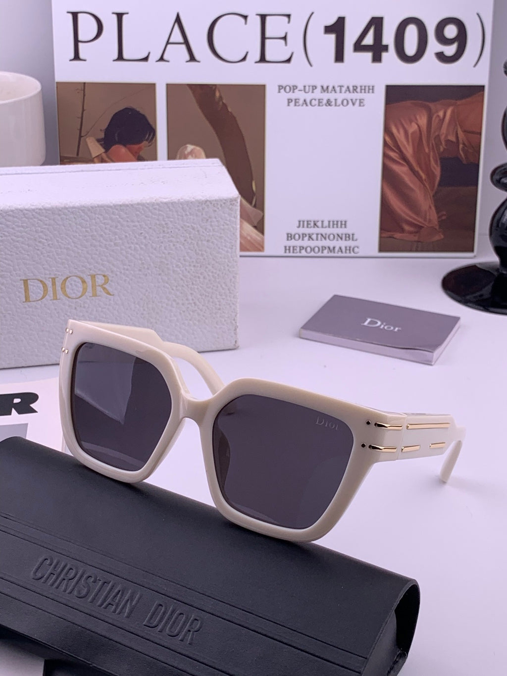Dior CD9990 Polarized Square Black Lens Sunglasses for Women - 132406 - detail image 4