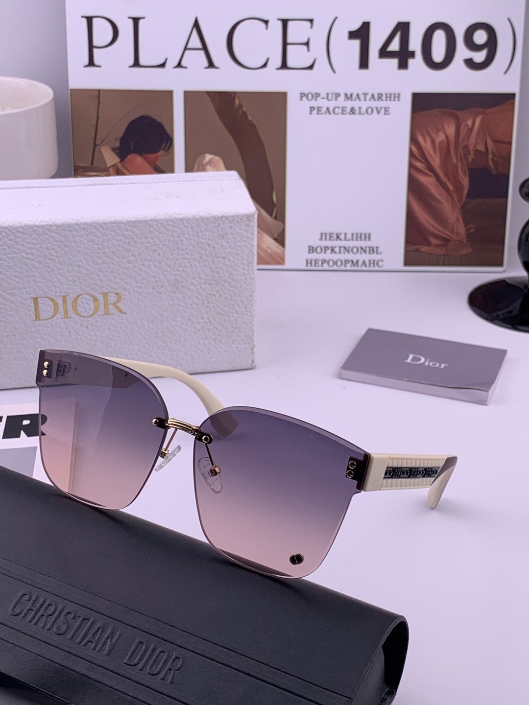 Dior CD9972 Square Pink Lens Sunglasses for Women - 132404 - detail image 3