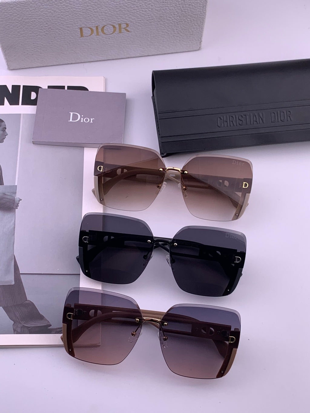 Dior CD6970 Square Gold Lens Sunglasses for Women - 132402 - detail image 7