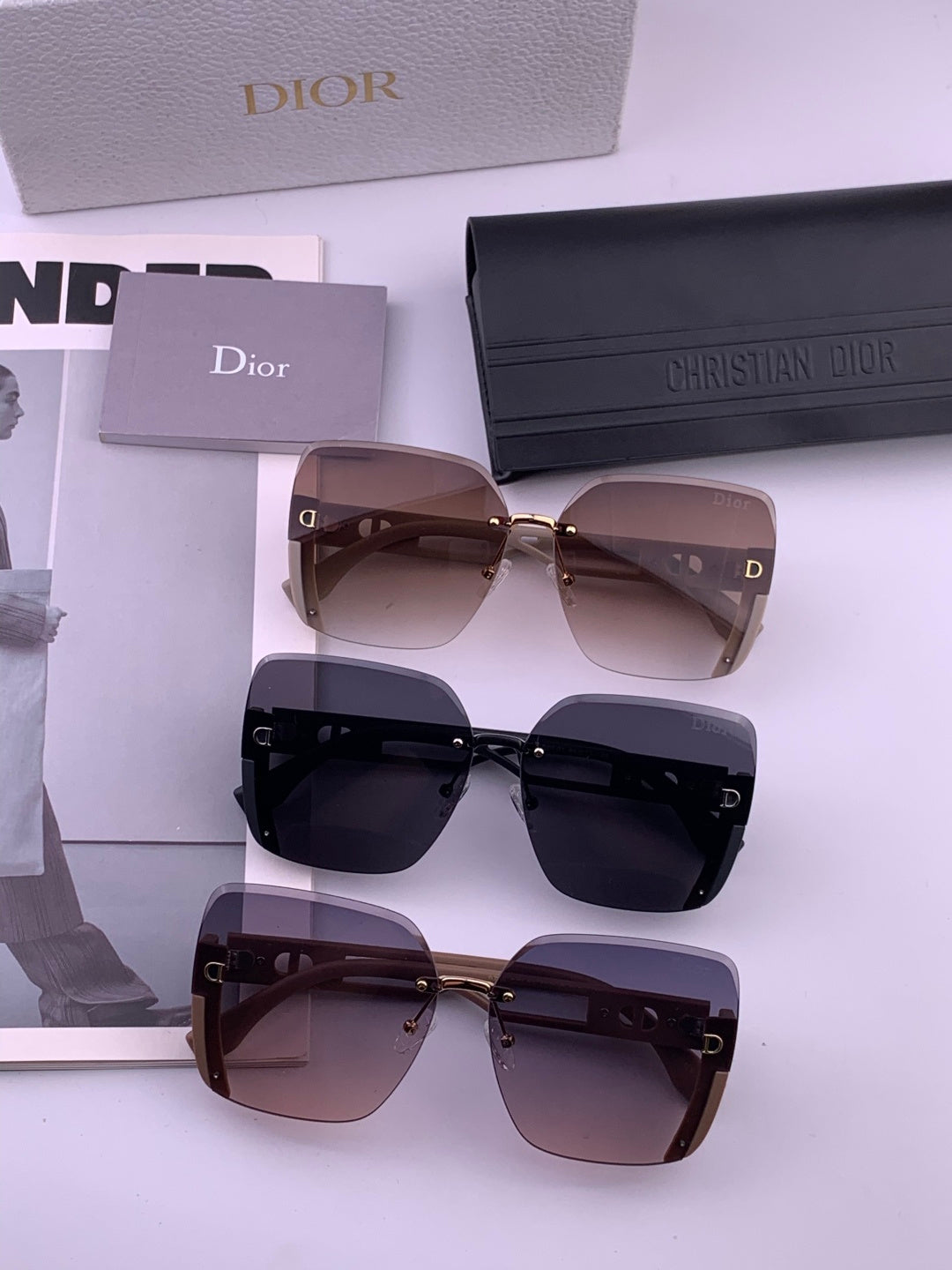 Dior CD6970 Square Gold Lens Sunglasses for Women - 132402 - detail image 7