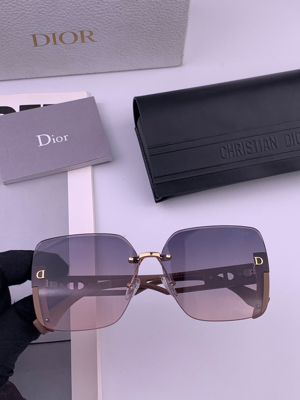 Dior CD6970 Square Gold Lens Sunglasses for Women - 132402