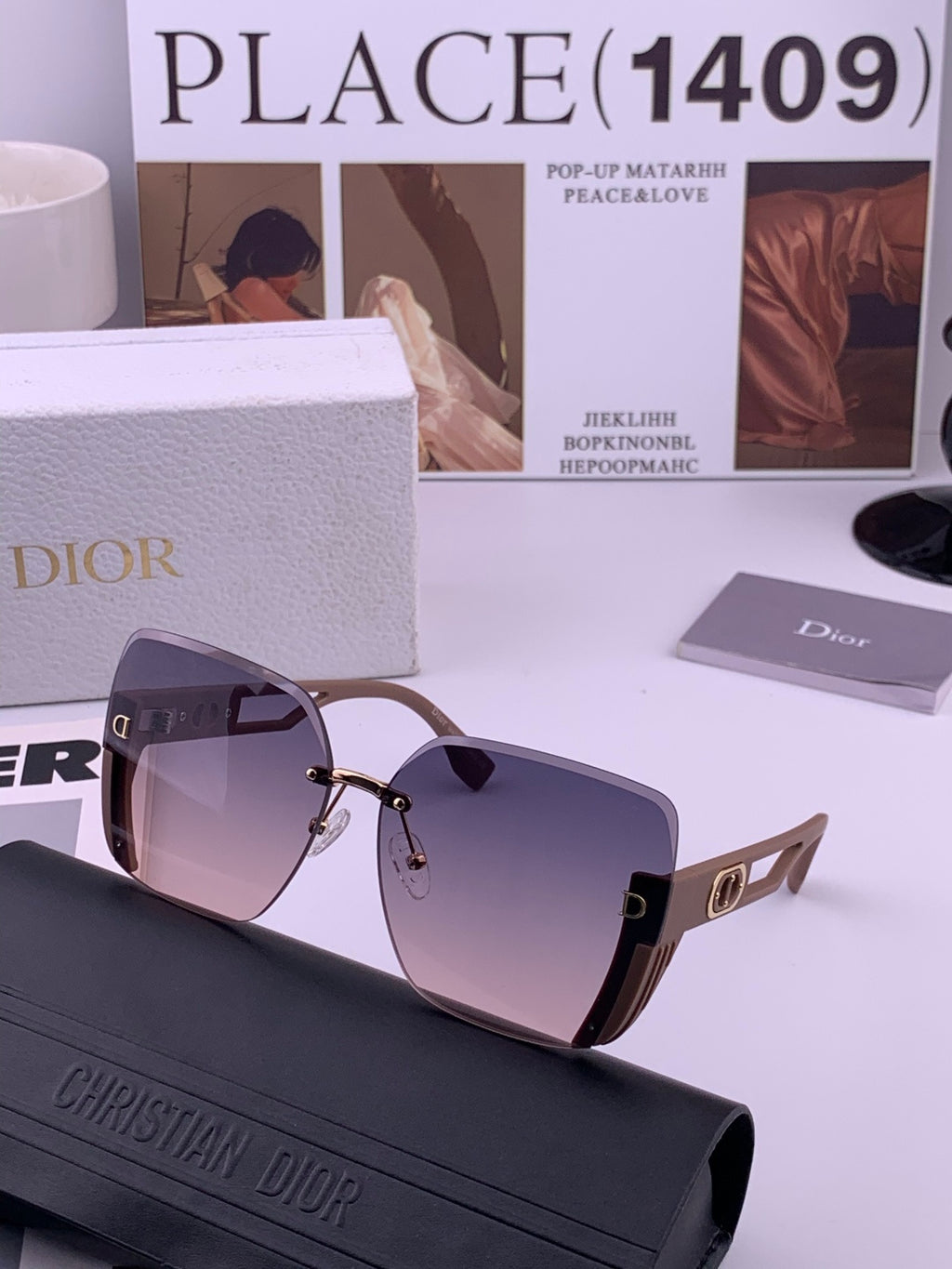 Dior CD6970 Square Gold Lens Sunglasses for Women - 132402 - detail image 4