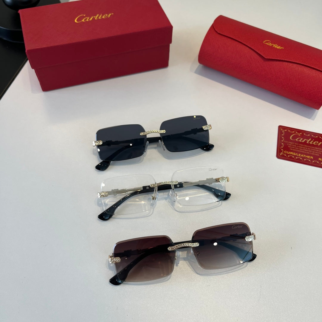 Cartier Lightweight Metal Rimless Silver Lens Sunglasses for Men & Wo - 493704 - detail image 11