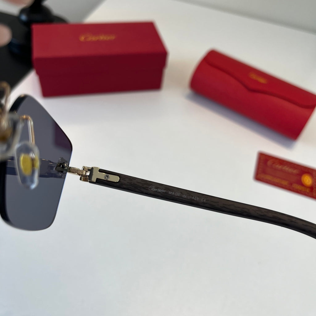 Cartier Lightweight Metal Rimless Silver Lens Sunglasses for Men & Wo - 372232 - detail image 8