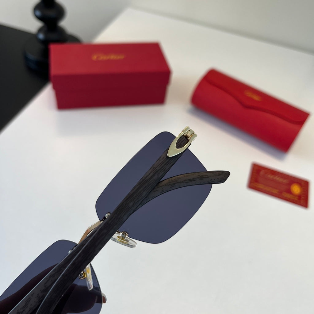 Cartier Lightweight Metal Rimless Silver Lens Sunglasses for Men & Wo - 372232 - detail image 6