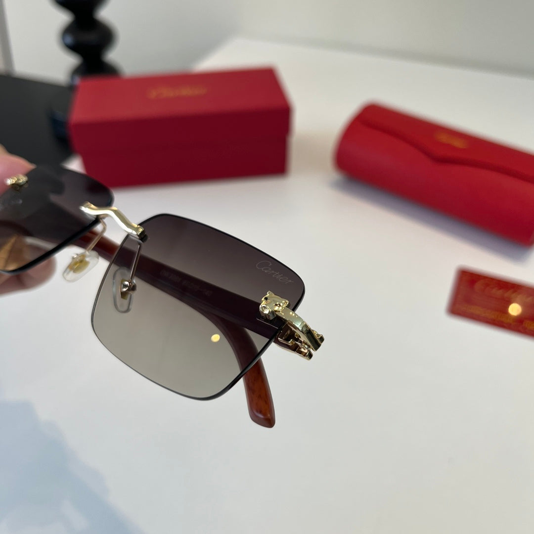 Cartier Lightweight Metal Rimless Silver Lens Sunglasses for Men & Wo - 372233 - detail image 5
