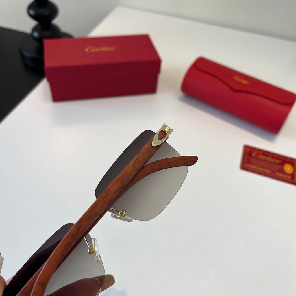 Cartier Lightweight Metal Rimless Silver Lens Sunglasses for Men & Wo - 372233 - detail image 7