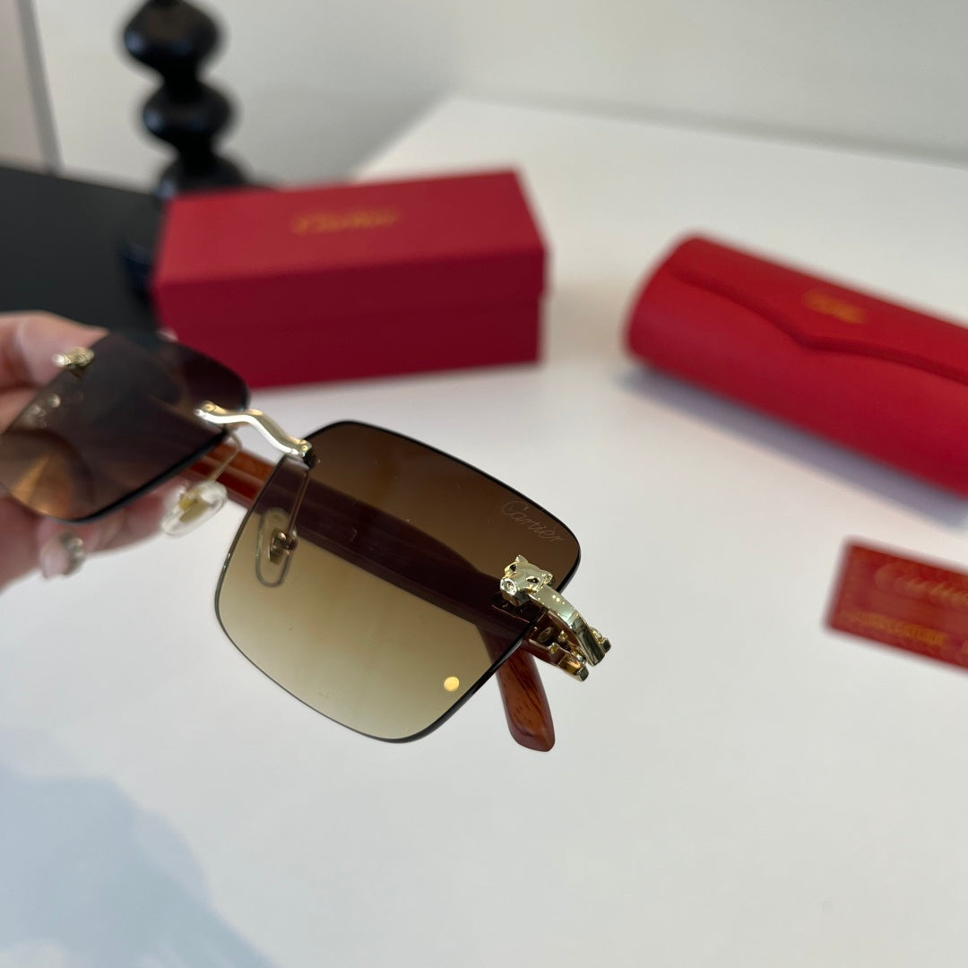 Cartier Lightweight Metal Rimless Brown Lens Sunglasses for Men & Wom - 415993 - detail image 6