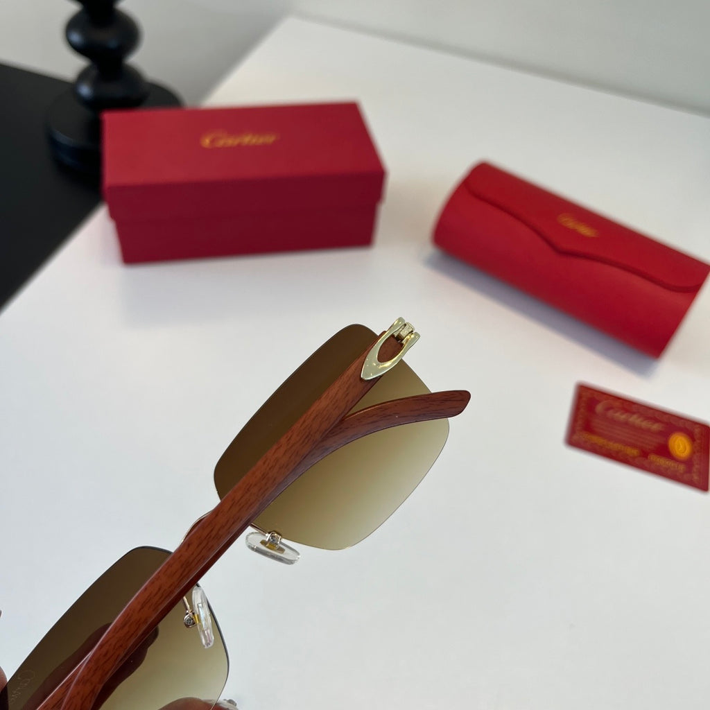 Cartier Lightweight Metal Rimless Brown Lens Sunglasses for Men & Wom - 372234 - detail image 7