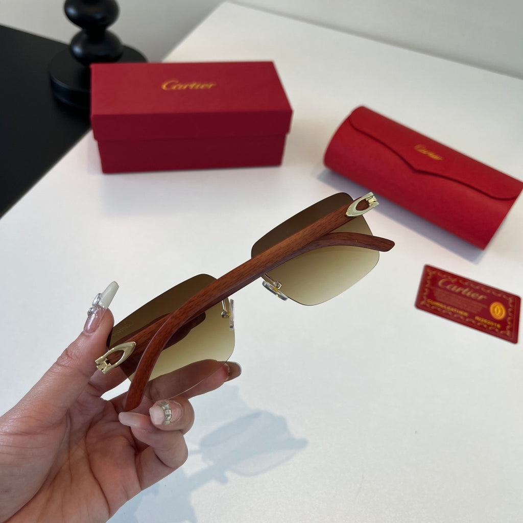 Cartier Lightweight Metal Rimless Brown Lens Sunglasses for Men & Wom - 372234 - detail image 8