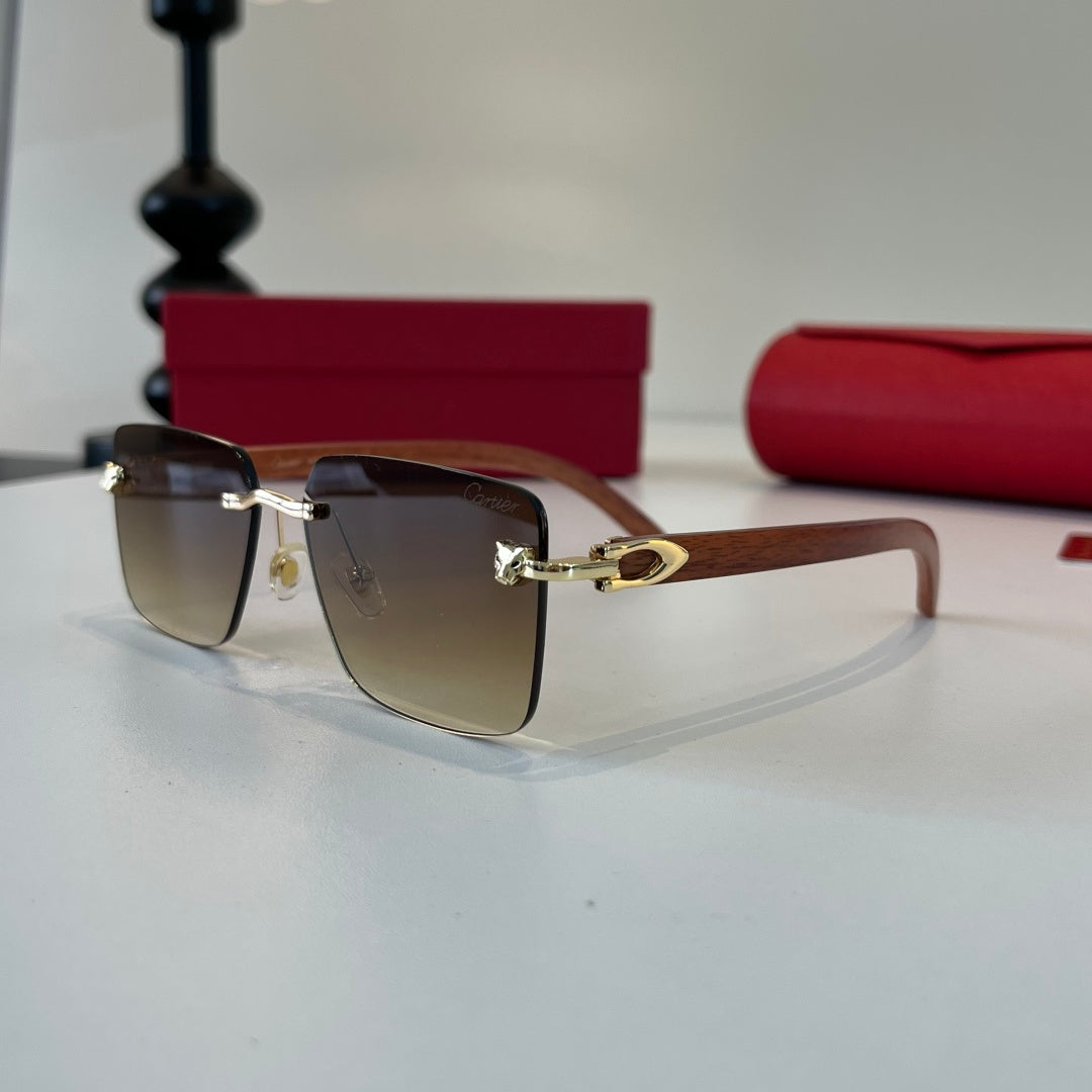 Cartier Lightweight Metal Rimless Brown Lens Sunglasses for Men & Wom - 372234 - detail image 3