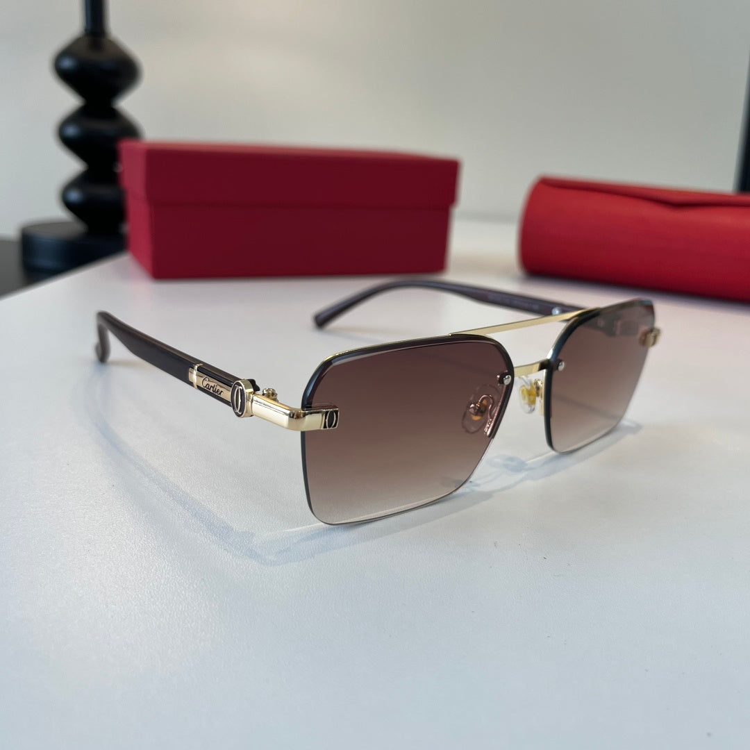 Cartier Lightweight Metal Rimless Silver Lens Sunglasses for Men & Wo - 372235