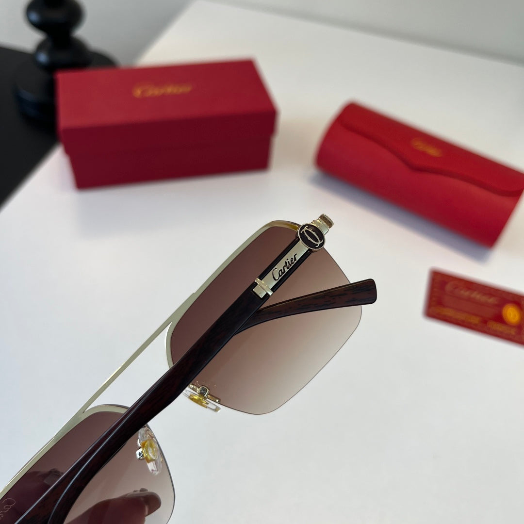 Cartier Lightweight Metal Rimless Silver Lens Sunglasses for Men & Wo - 372235 - detail image 7