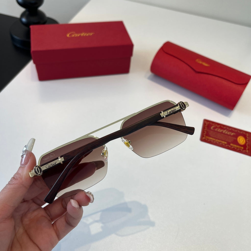 Cartier Lightweight Metal Rimless Silver Lens Sunglasses for Men & Wo - 372235 - detail image 8