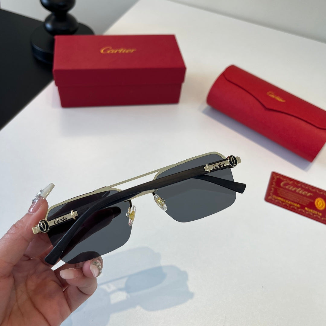 Cartier Lightweight Metal Rimless Silver Lens Sunglasses for Men & Wo - 372236 - detail image 6