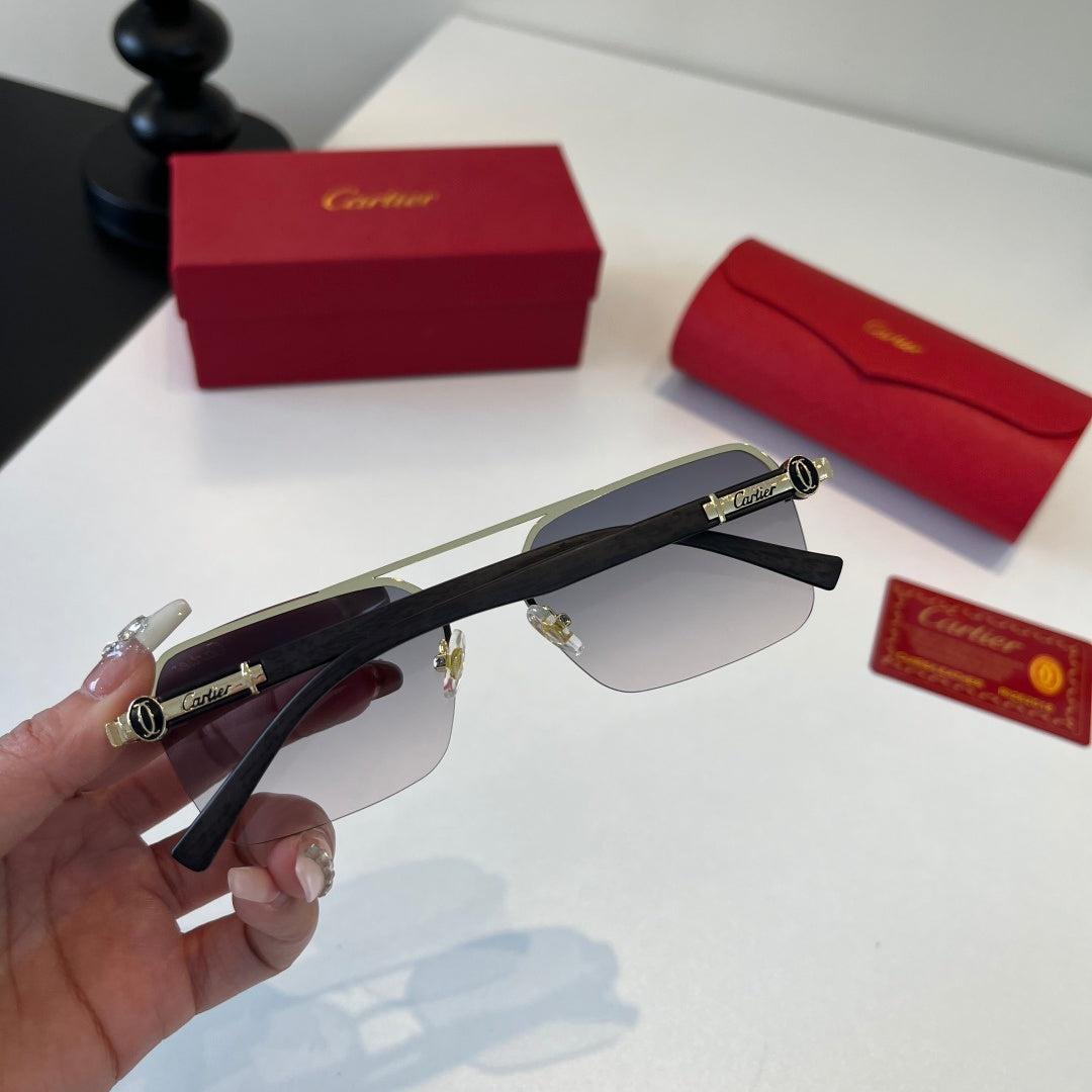 Cartier Lightweight Metal Rimless Silver Lens Sunglasses for Men & Wo - 372237 - detail image 8