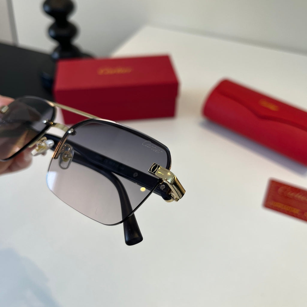 Cartier Lightweight Metal Rimless Silver Lens Sunglasses for Men & Wo - 372237 - detail image 6